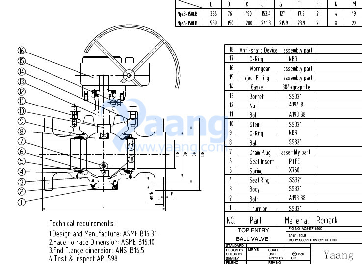 Top Entry Ball Valve Drawing
