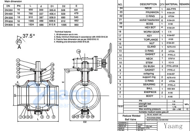 Welded Ball Valve Drawing