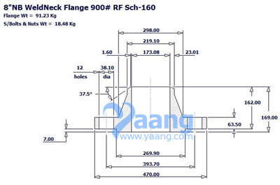 ASME B16.5 WNRF Flange 8 Inch SCH160 Cl900
