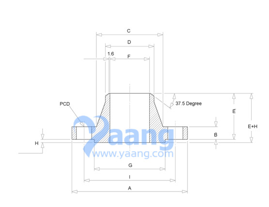 Dimensions of ANSI/ASME B16.5 Class 900 Weld Neck Flange