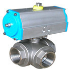 3 Way Female Thread Ball Valve With Pneumatic Actuator