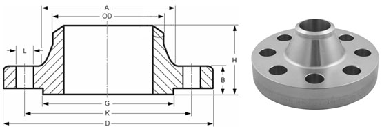 welding neck flange dimensions