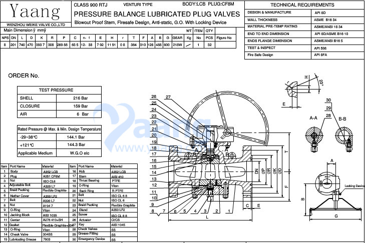 Pressure Balance Lubricated Plug Valve Drawing