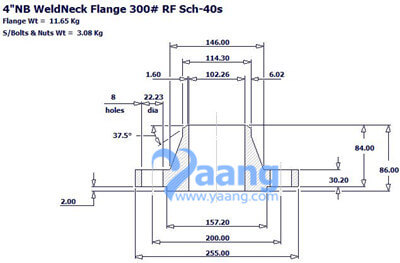 ASME B16.5 WNRF Flange 4 Inch S/40S CL300