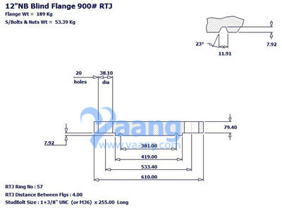 ANSI B16.5 Blind Flange RTJ 12 Inch Cl900 R57