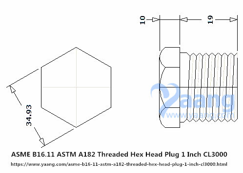 ASME B16.11 ASTM A182 Threaded Hex Head Plug 1 Inch CL3000