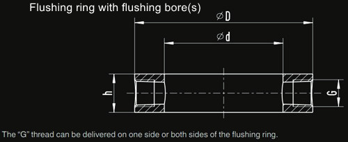 Flushing ring with flushing bore(s)
