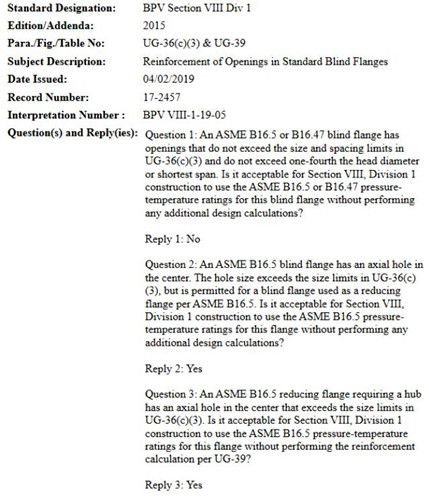 ASME VIII -1 INTERPRETATIONS 19-05